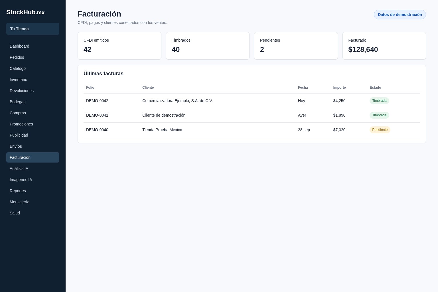 Facturación CFDI, pagos y nómina dentro de StockHub